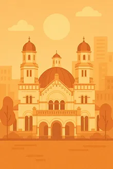 Ilustrasi landmark Semarang, Jawa Tengah. 5 event lari aktif termasuk marathon, half marathon, 10K, dan fun run yang kurasi di AYOLARI.ID.