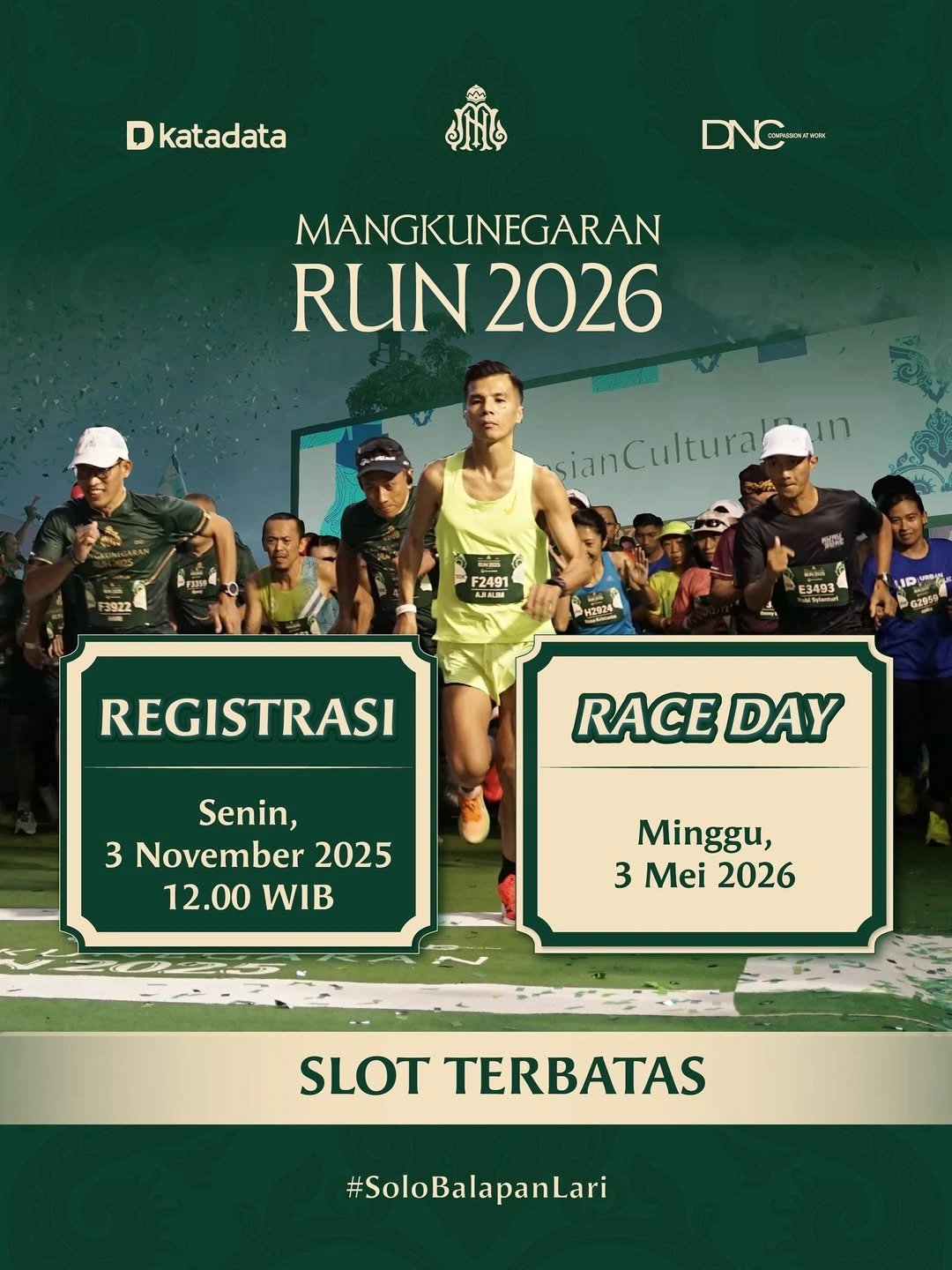 Poster event Mangkunegaran Run 2026 di Solo pada Minggu, 3 Mei 2026