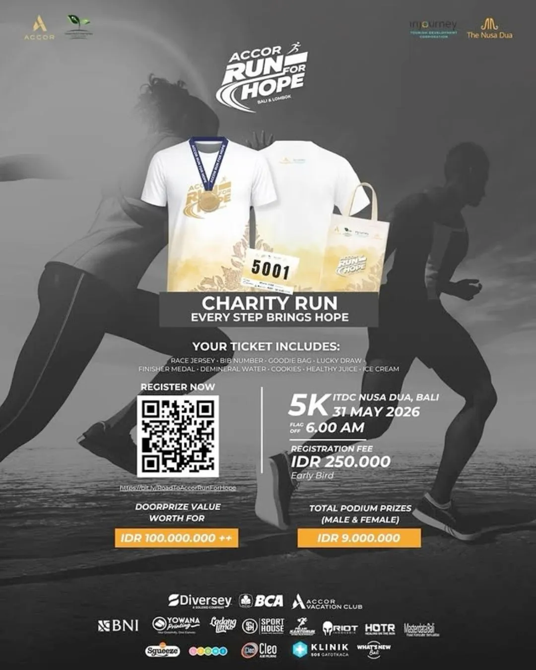 Poster event Accor Run For Hope 2026 di Badung pada Minggu, 31 Mei 2026