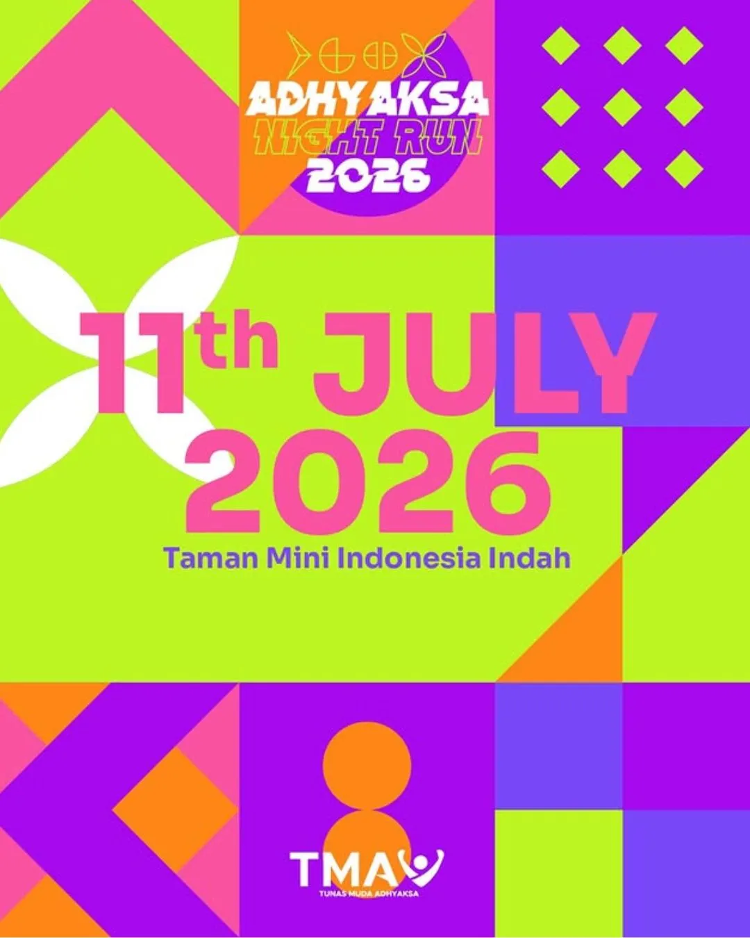 Poster event Adhyaksa Night Run 2026 di Jakarta Timur pada Sabtu, 11 Jul 2026