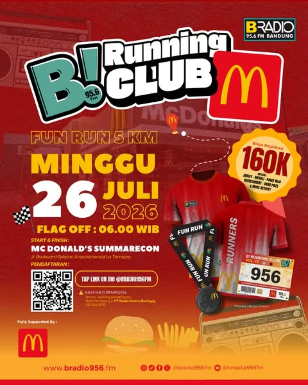 Poster event B RUNNING CLUB x Vol. 15 with Mc Donald's 2026 di Bandung pada Minggu, 26 Jul 2026