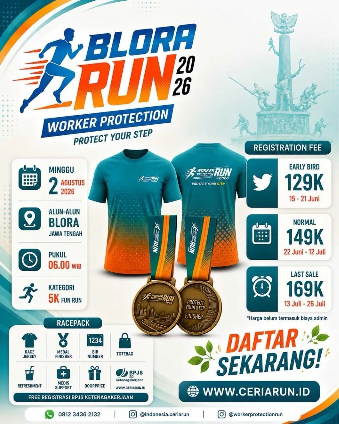 Poster event Blora Run 2026 Worker Protection di Blora pada Minggu, 2 Agu 2026