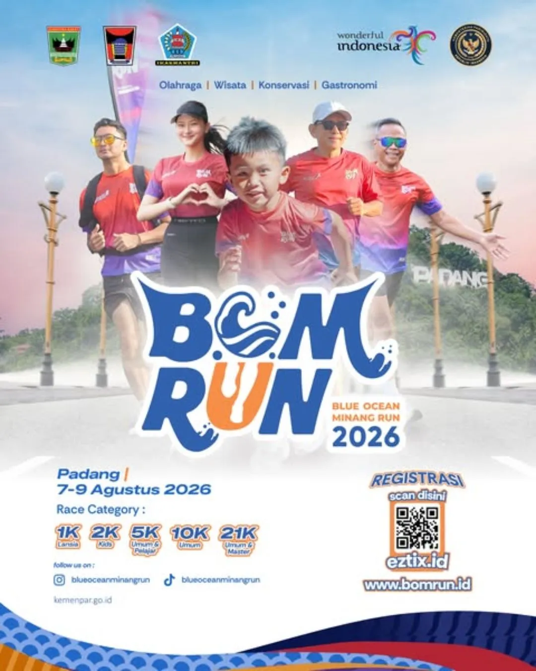 Poster event Blue Ocean Minang Run 2026 di Padang pada Minggu, 9 Agu 2026