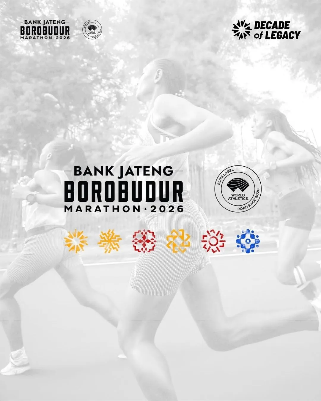 Poster event Bank Jateng Borobudur Marathon 2026 di Magelang pada Minggu, 15 Nov 2026
