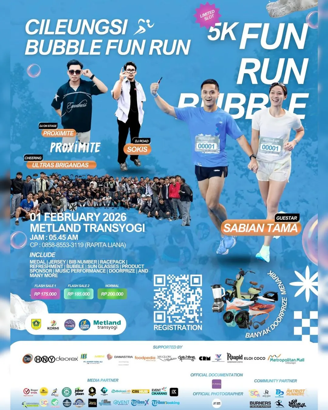 Poster event Cileungsi Bubble Fun Run 2026 di Bogor pada Minggu, 1 Feb 2026