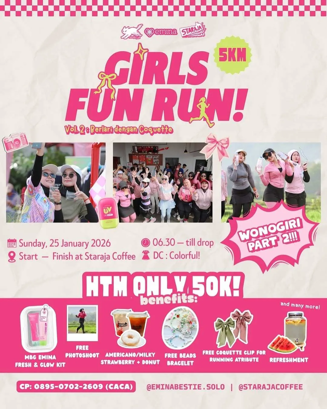 Poster event Emina Girls Fun Run Vol 2 2026 di Wonogiri pada Minggu, 25 Jan 2026