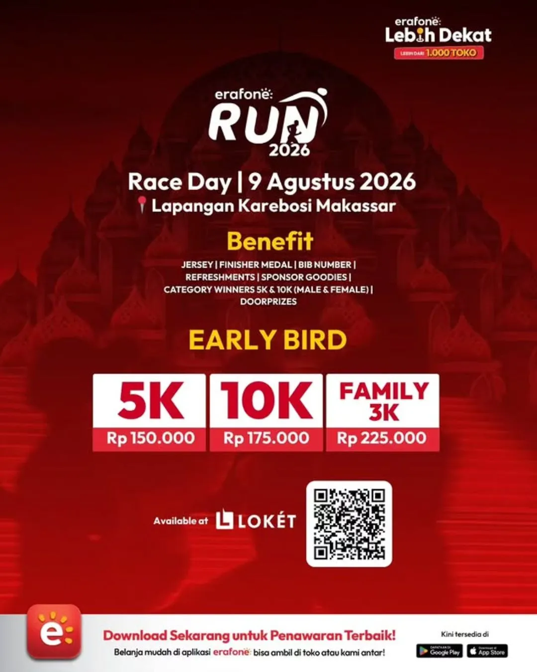 Poster event Erafone Run 2026 Makassar di Makassar pada Minggu, 9 Agu 2026