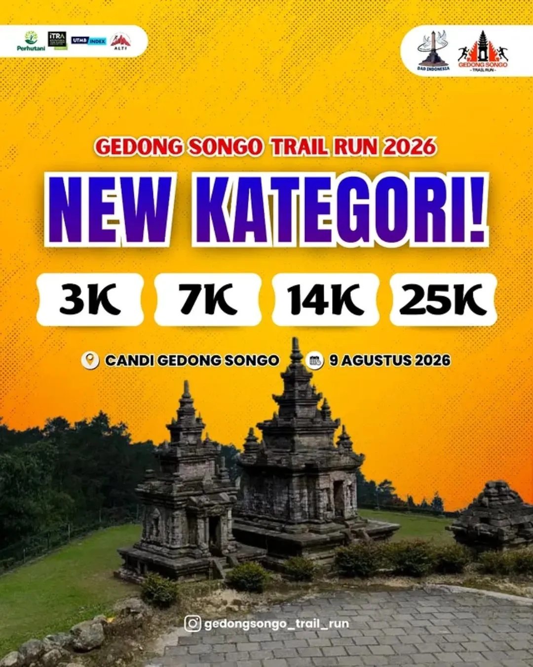 Poster event Gedong Songo Trail Run 2026 di Semarang pada Sabtu, 8 Agu 2026