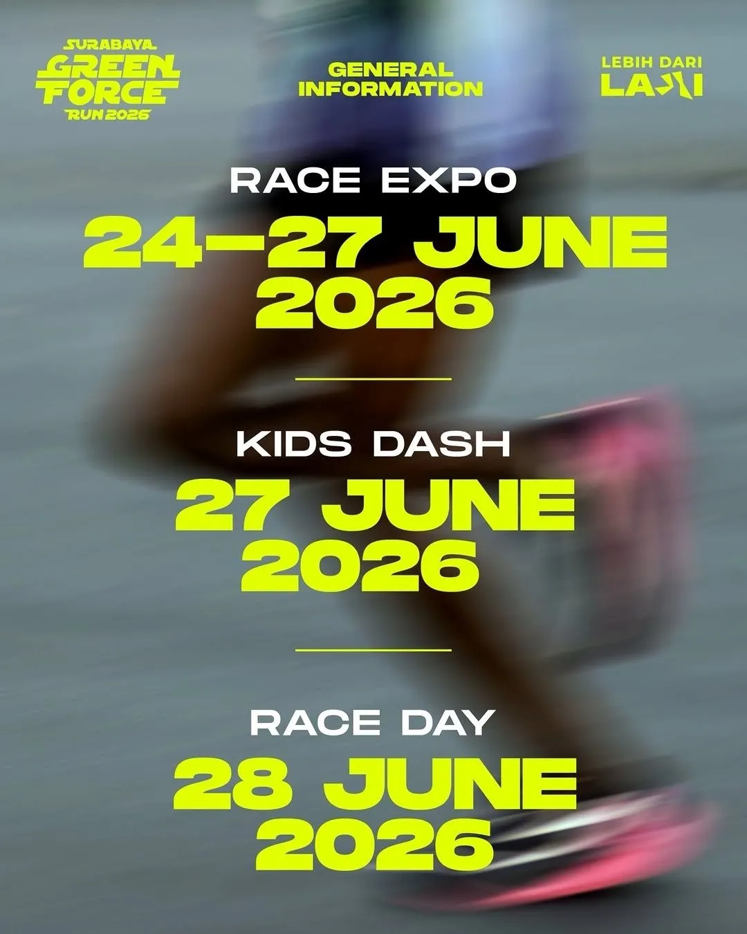 Poster event Surabaya Green Force Run 2026 di Surabaya pada Minggu, 28 Jun 2026