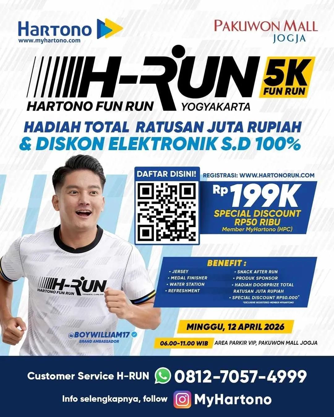 Poster event Hartono Fun Run 2026 di Sleman pada Minggu, 12 Apr 2026