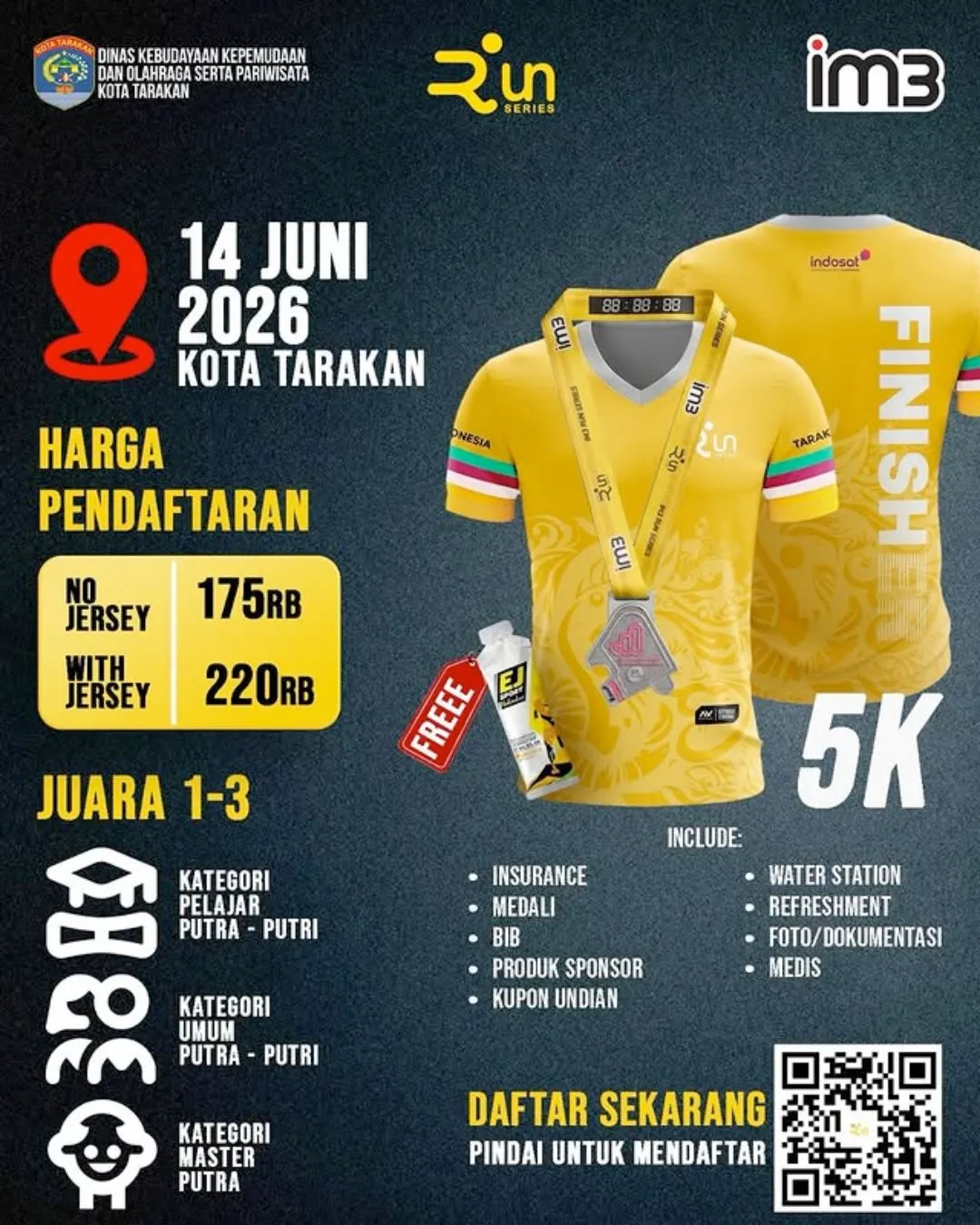 Poster event IM3 Run Series 3 2026 di Tarakan pada Minggu, 14 Jun 2026