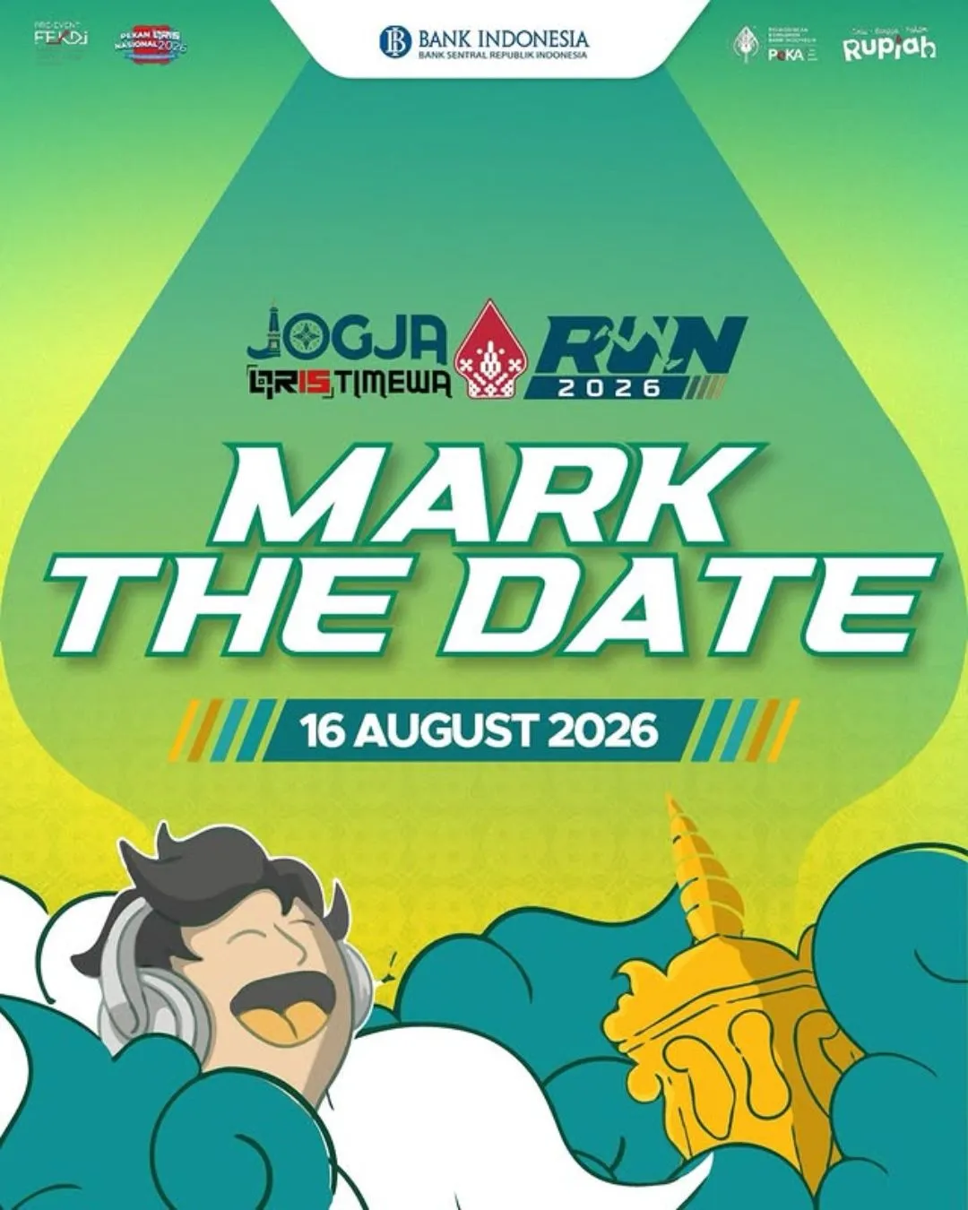 Poster event Jogja QRIStimewa Run 2026 di Yogyakarta pada Minggu, 16 Agu 2026