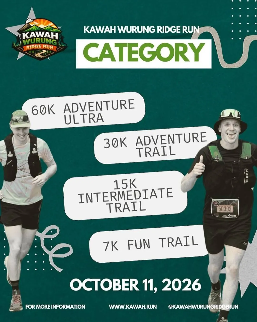 Poster event Kawah Wurung Ridge Run 2026 di Bondowoso pada Minggu, 11 Okt 2026