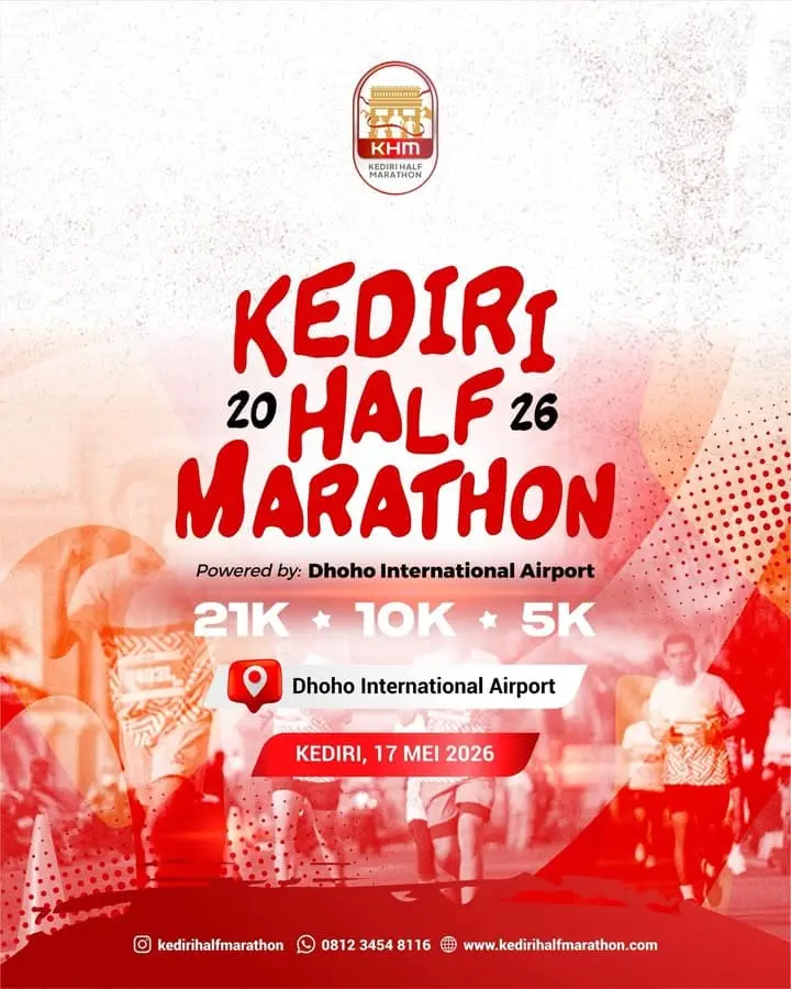 Poster event Kediri Half Marathon 2026 di Kediri pada Minggu, 17 Mei 2026