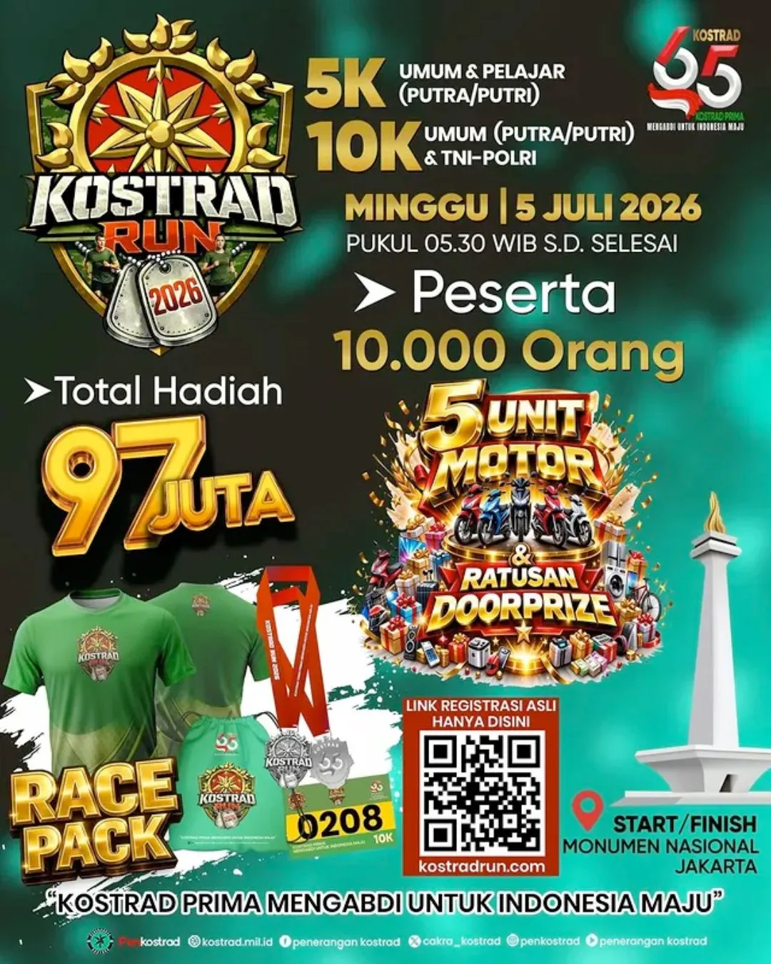 Poster event Kostrad Run 2026 di Jakarta Pusat pada Minggu, 5 Jul 2026