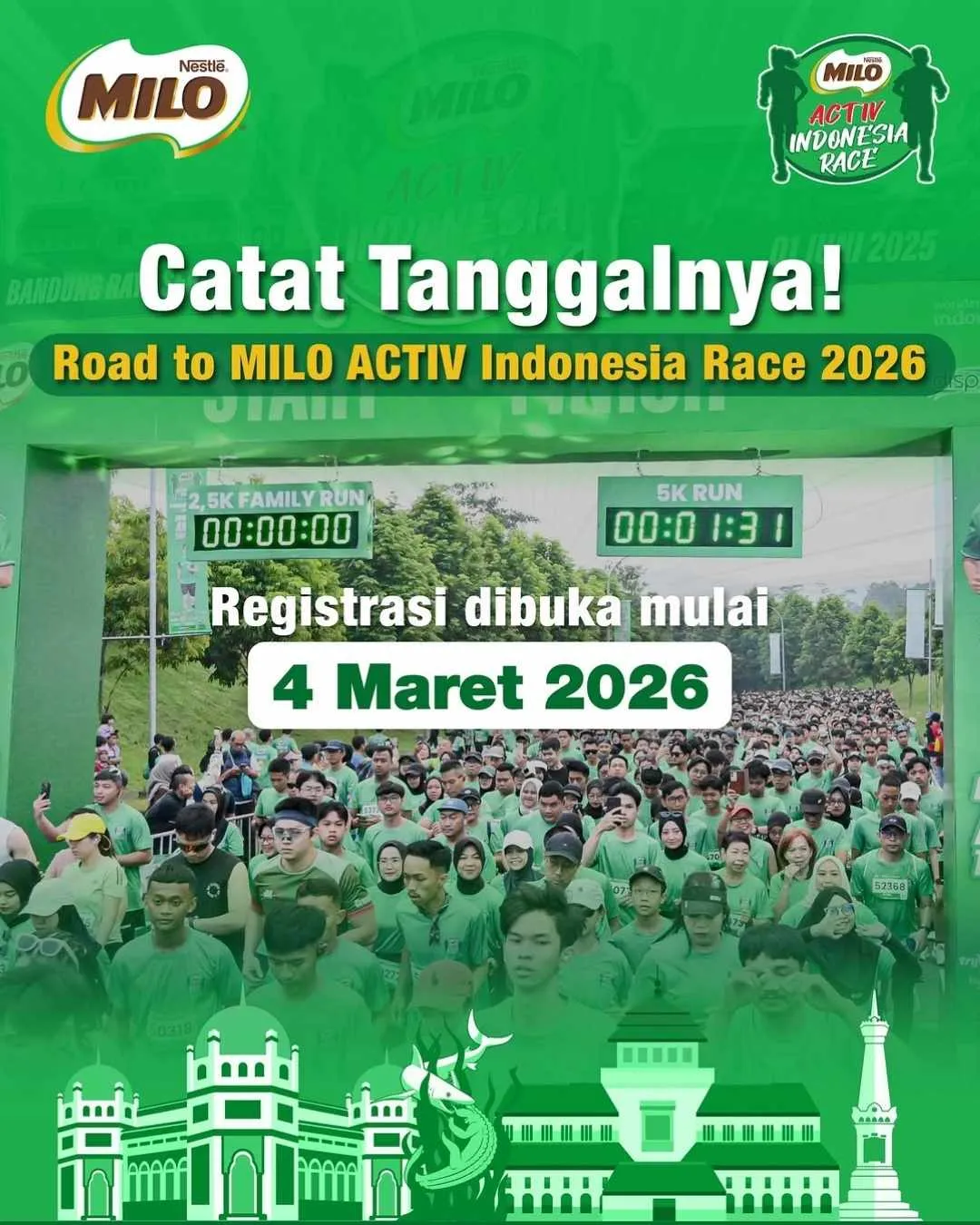 Poster event Milo Activ Indonesia Race 2026 - Yogyakarta Series di Yogyakarta pada Minggu, 26 Apr 2026