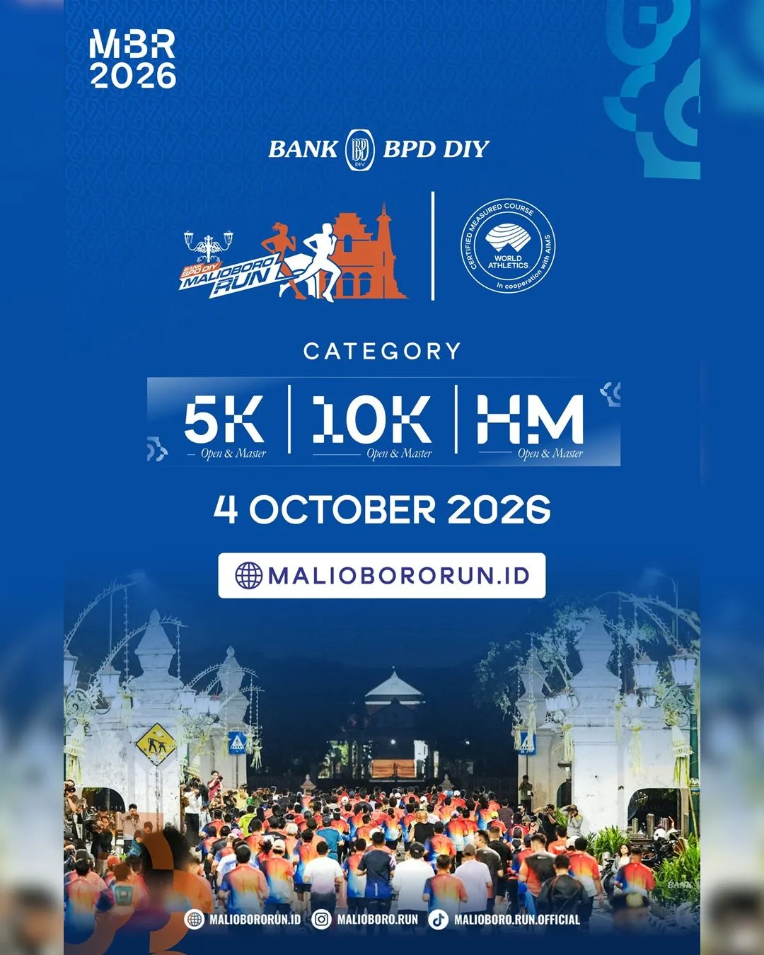 Poster event Malioboro Run 2026 di Yogyakarta pada Minggu, 4 Okt 2026