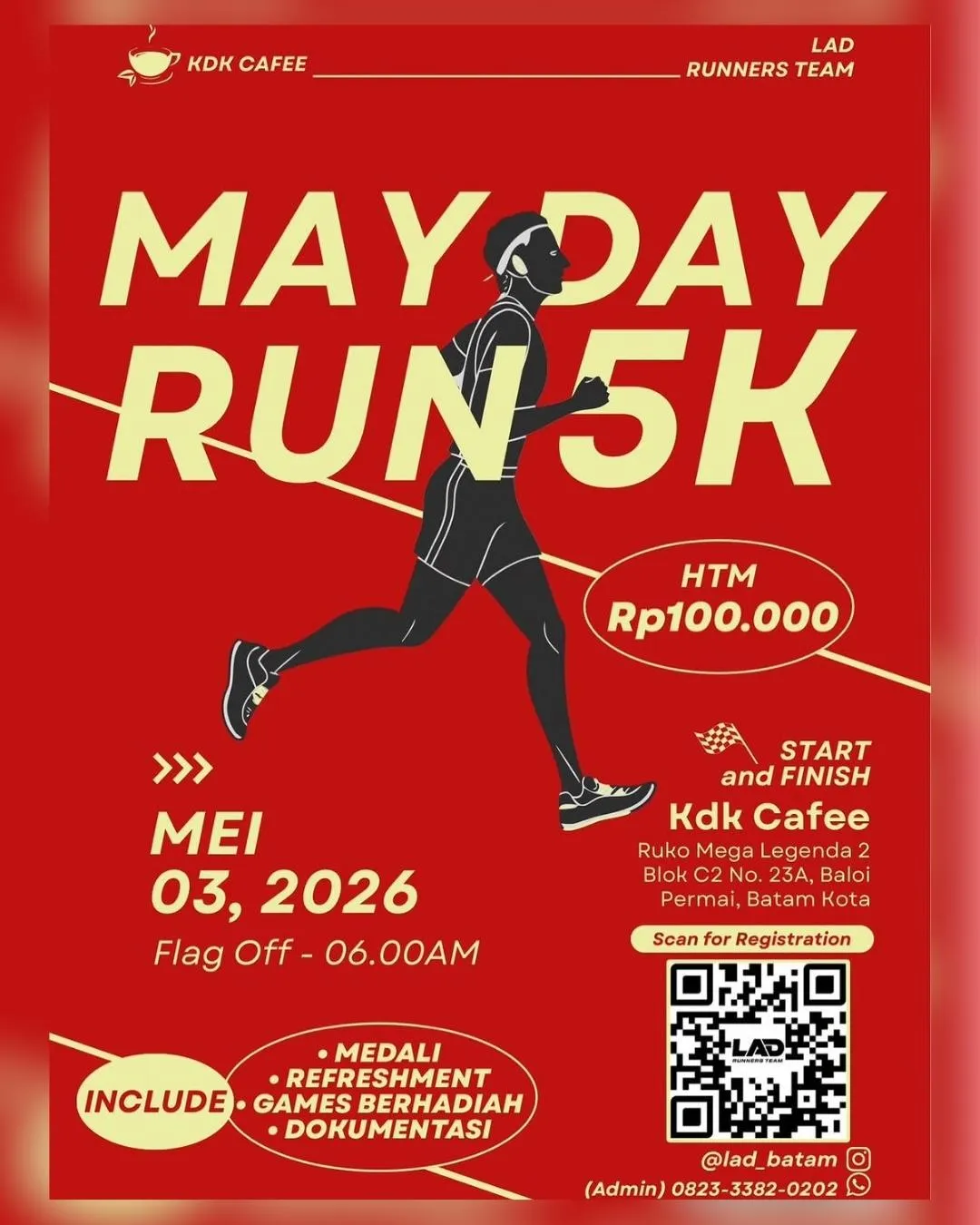 Poster event May Day Run 5K 2026 di Batam pada Minggu, 3 Mei 2026
