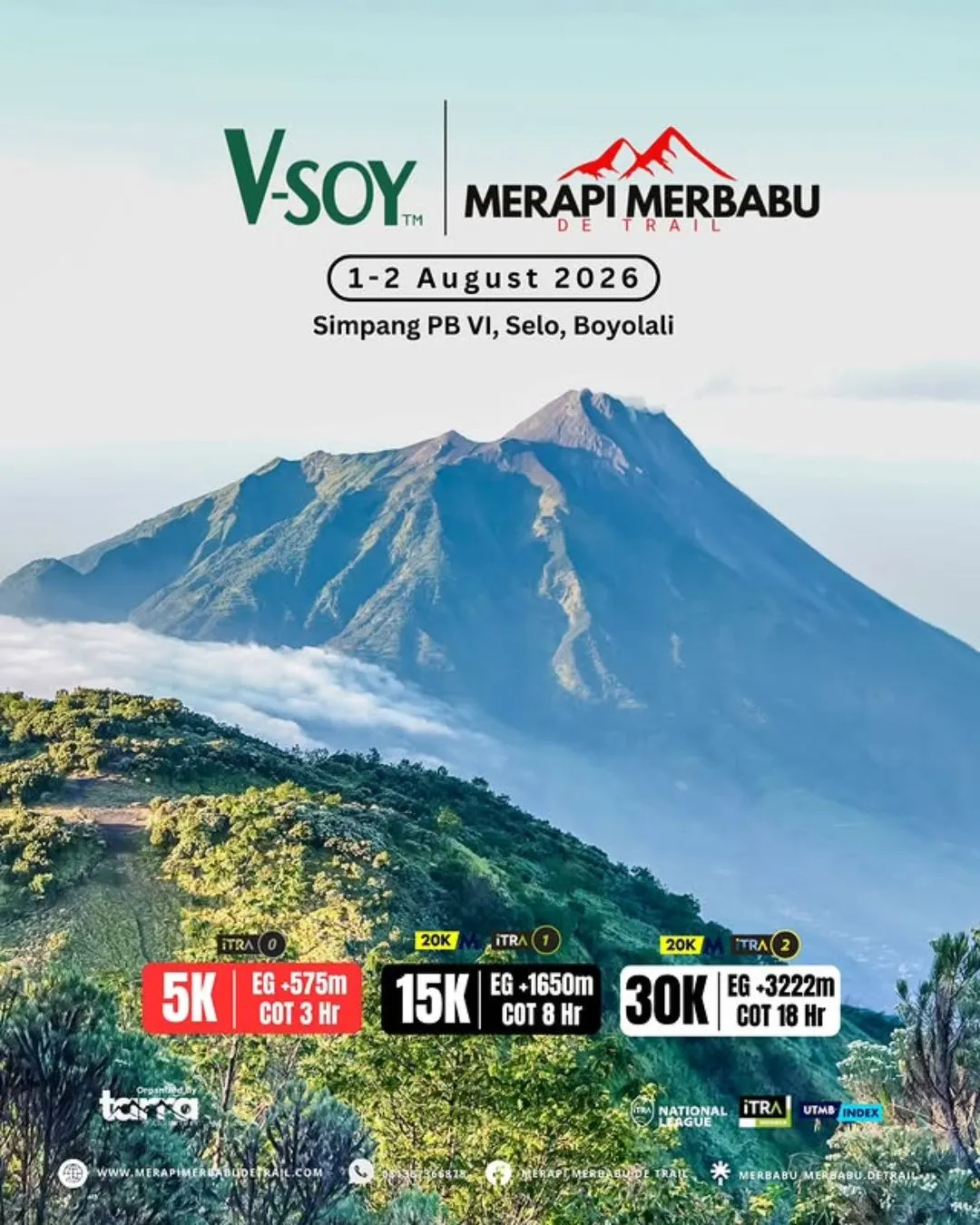 Poster event Merapi Merbabu De Trail 2026 di Boyolali pada Minggu, 2 Agu 2026