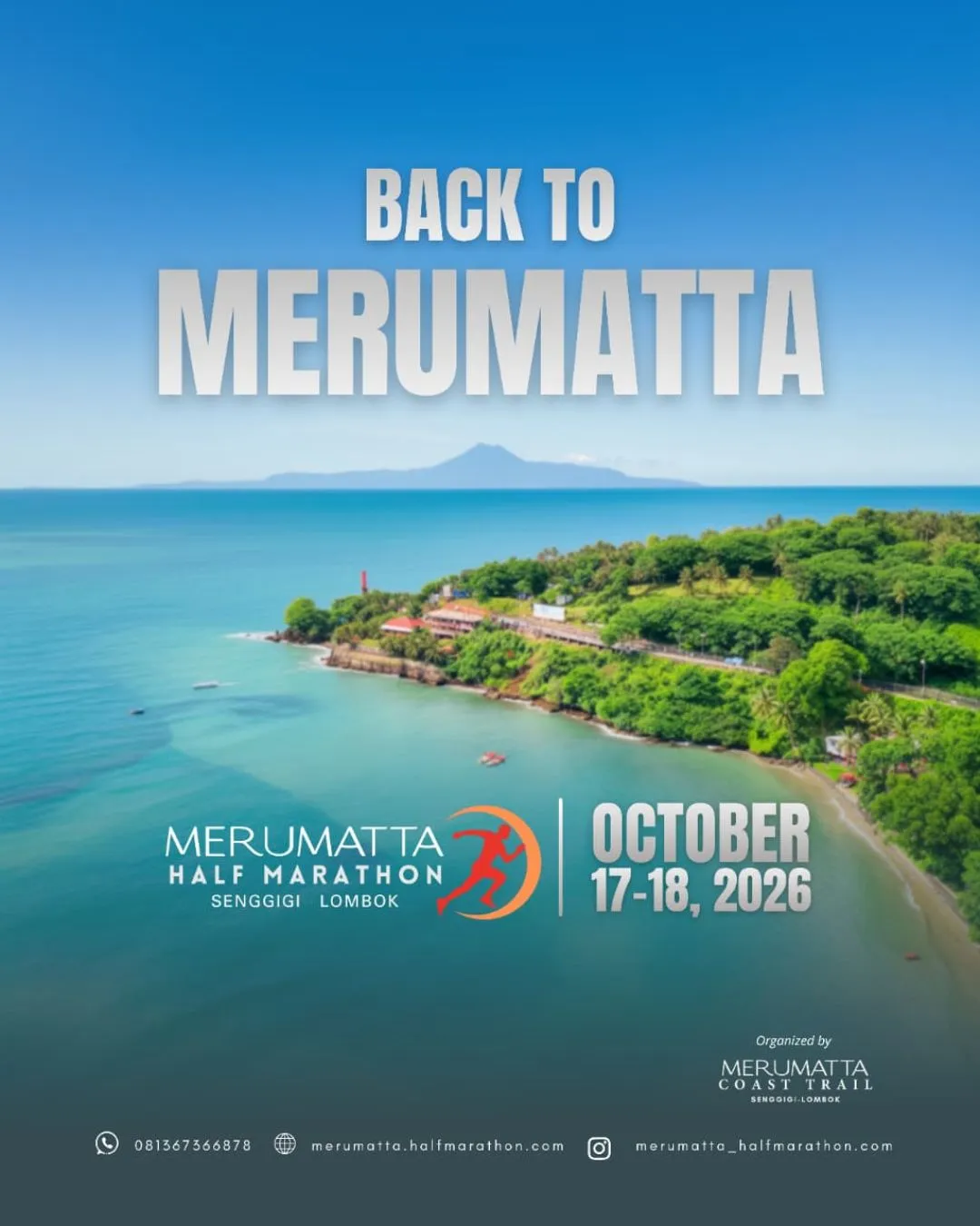 Poster event Merumatta Half Marathon 2026 di Lombok Barat pada Minggu, 18 Okt 2026