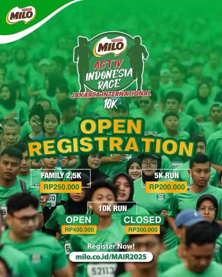 Poster event MILO Active Indonesia Race 2025 | Jakarta International 10K di Jakarta pada Minggu, 7 Des 2025