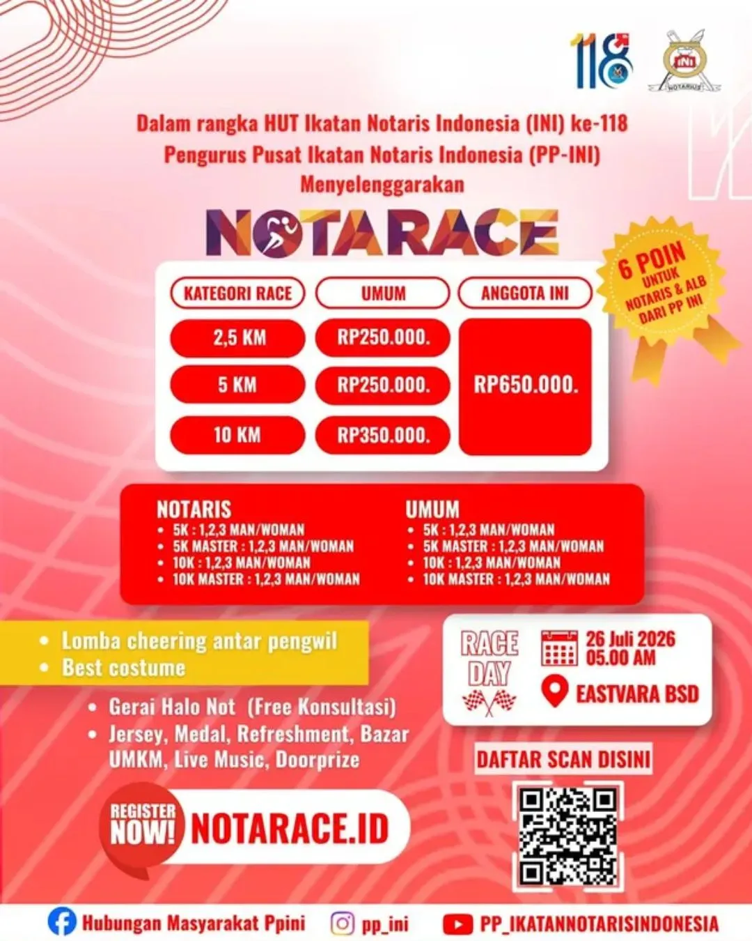 Poster event NOTARACE 2026 di Tangerang pada Minggu, 26 Jul 2026