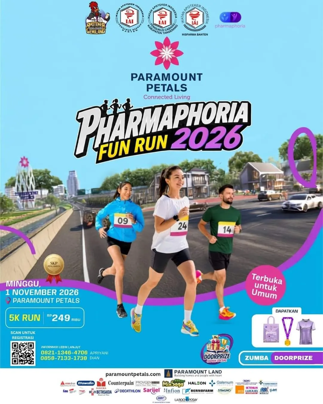 Poster event Pharmaphoria Fun Run 2026 di Tangerang pada Minggu, 1 Nov 2026