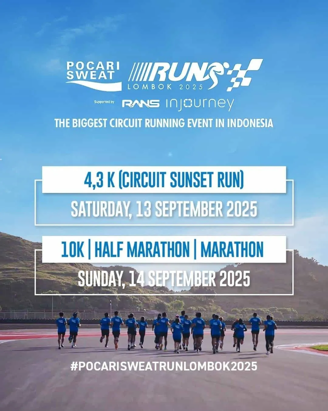 Poster event Pocari Sweat Run Lombok 2025 di Lombok Tengah pada Sabtu, 13 Sep 2025 – 14 Sep 2025