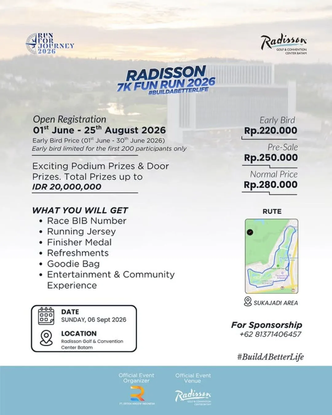 Poster event Radisson 7K Fun Run 2026 di Batam pada Minggu, 6 Sep 2026