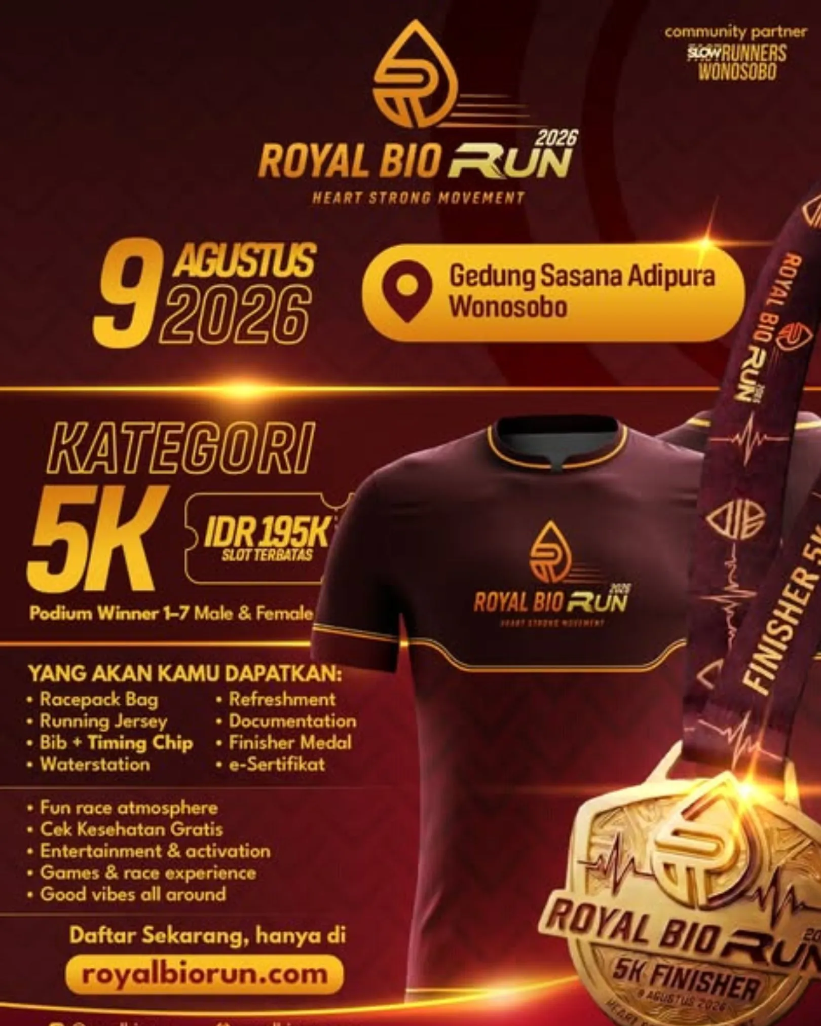 Poster event Royal Bio Run 2026 di Wonosobo pada Minggu, 9 Agu 2026