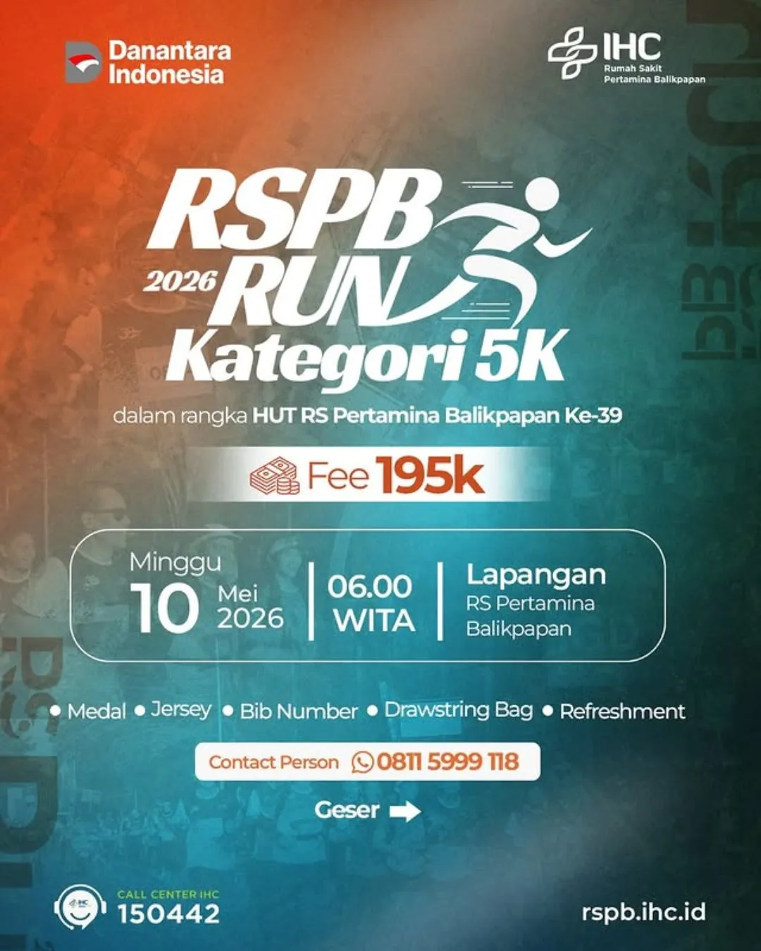 Poster event RSPB Run 2026 di Balikpapan pada Minggu, 10 Mei 2026