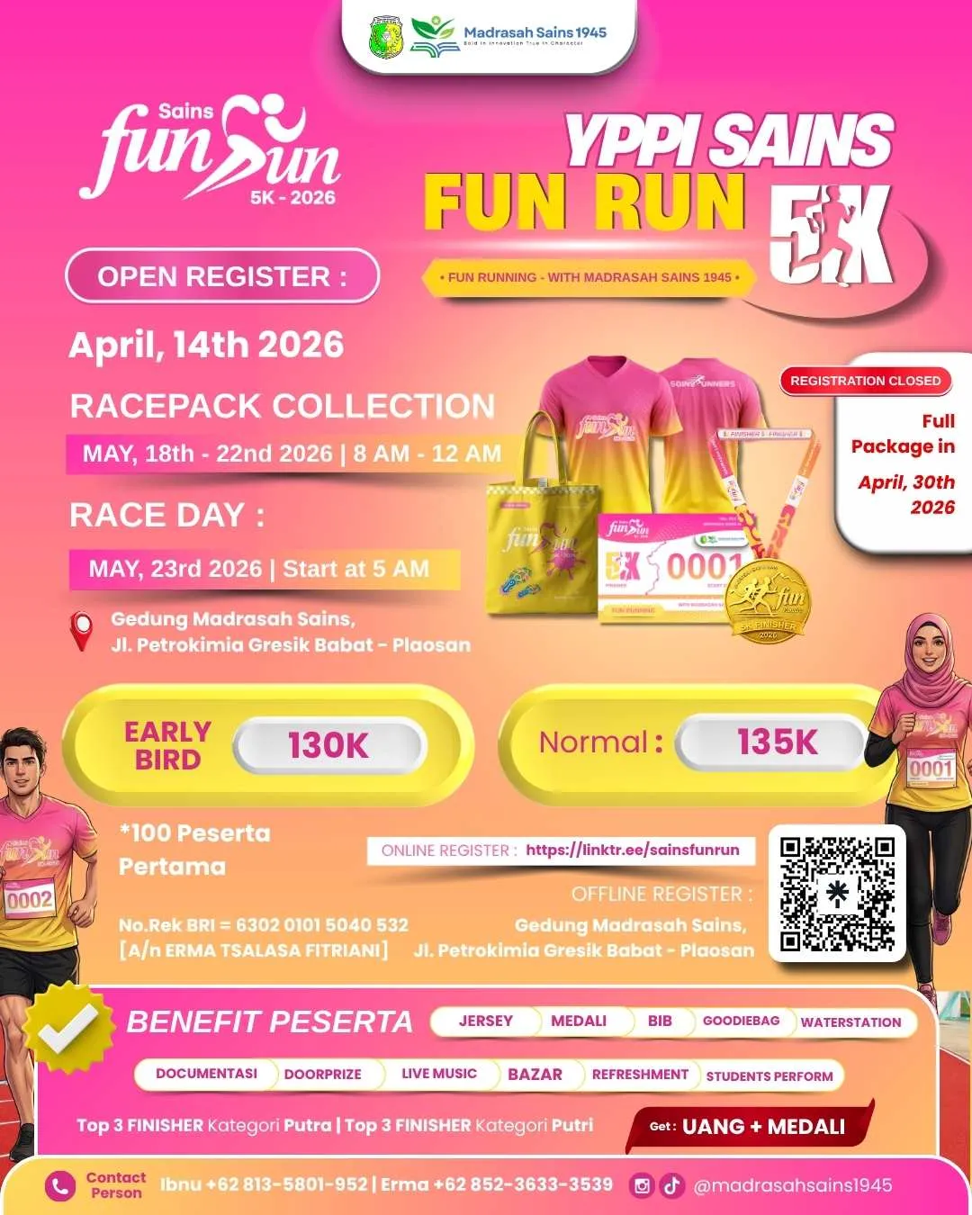 Poster event YPPI Sains Fun Run 2026 di Lamongan pada Sabtu, 23 Mei 2026