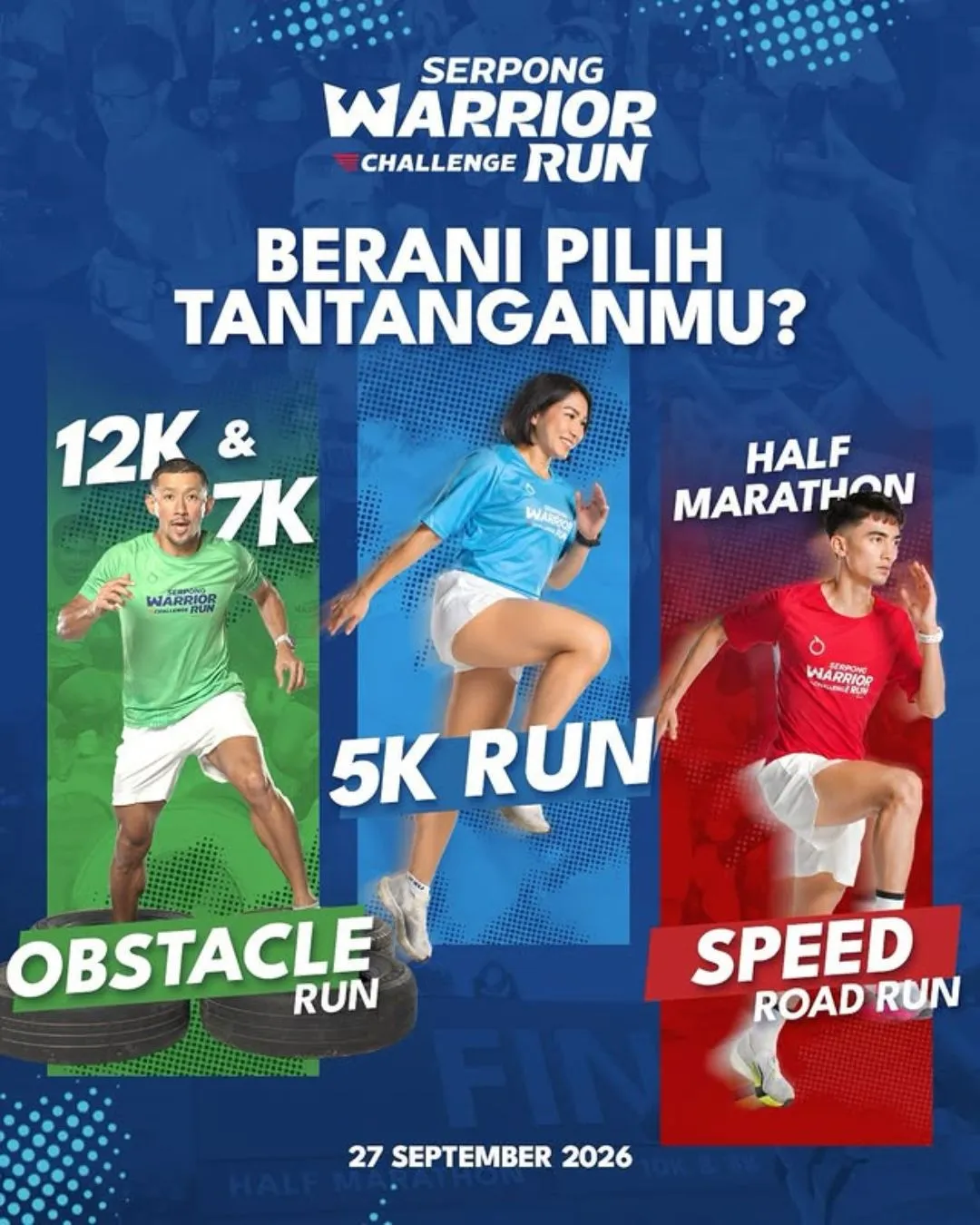 Poster event Serpong Warrior Challenge Run 2026 di Tangerang Selatan pada Minggu, 27 Sep 2026
