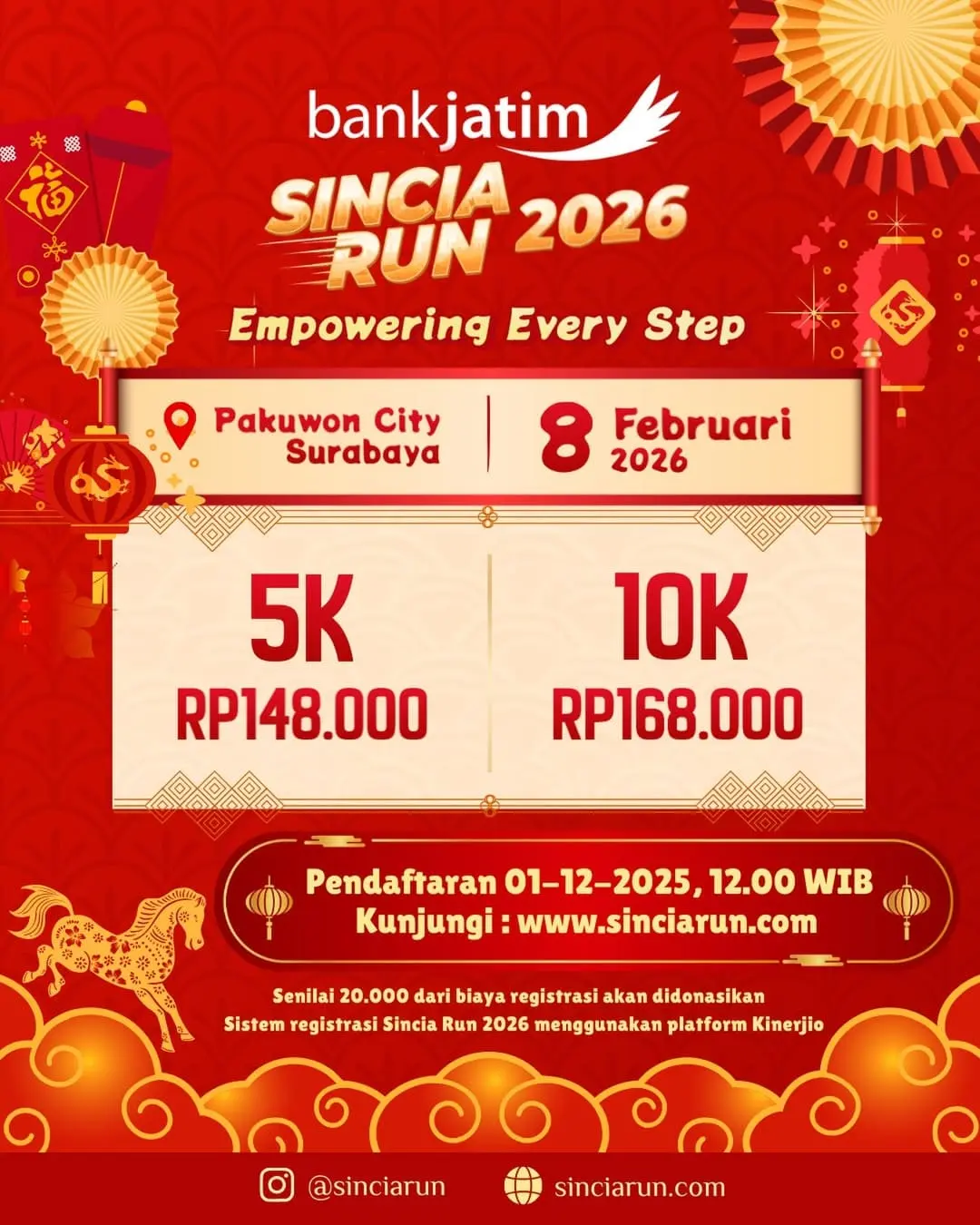 Poster event Sincia Run 2026 di Surabaya pada Minggu, 8 Feb 2026