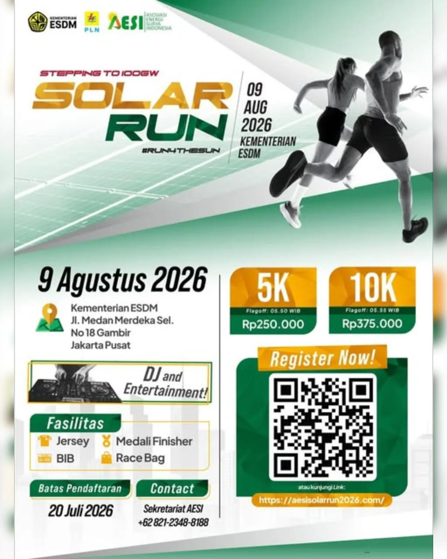Poster event Solar Run 2026 di Jakarta Pusat pada Minggu, 9 Agu 2026