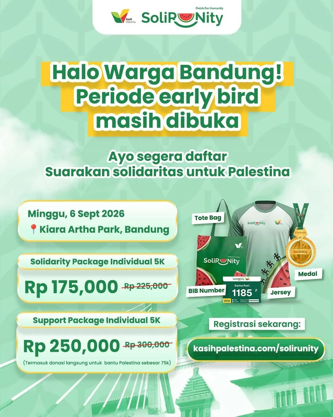 Poster event SoliRUNity 2026 di Bandung pada Minggu, 6 Sep 2026