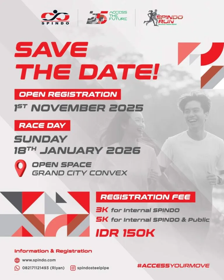 Poster event SPINDO RUN 2026 di Surabaya pada Minggu, 18 Jan 2026