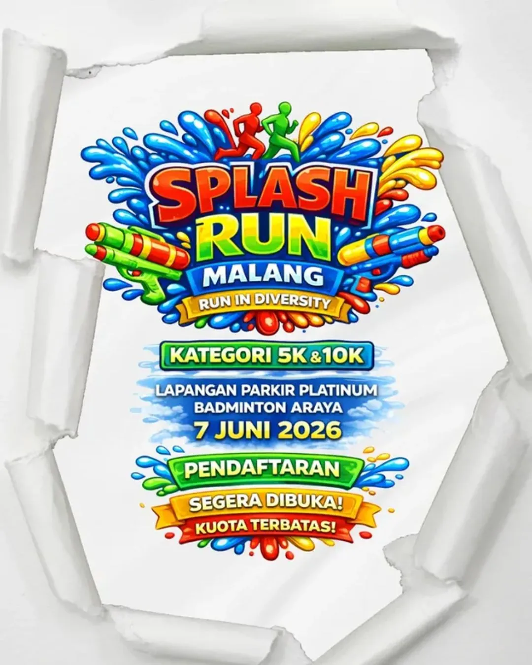 Poster event SPLASH RUN Malang 2026 di Malang pada Minggu, 7 Jun 2026