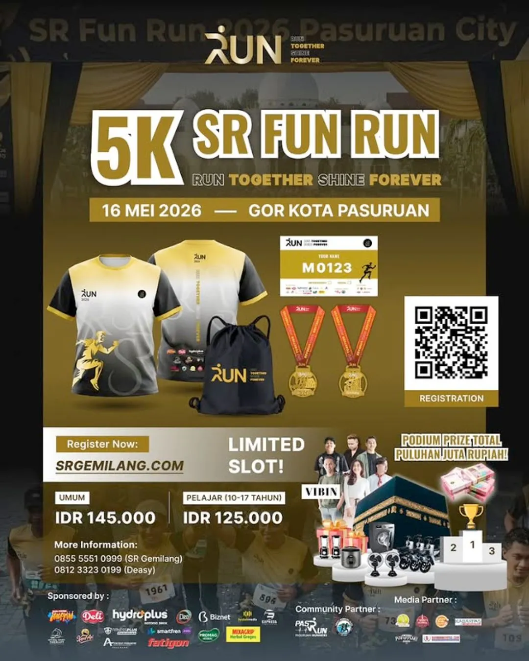 Poster event SR Fun Run 2026 di Pasuruan pada Sabtu, 16 Mei 2026
