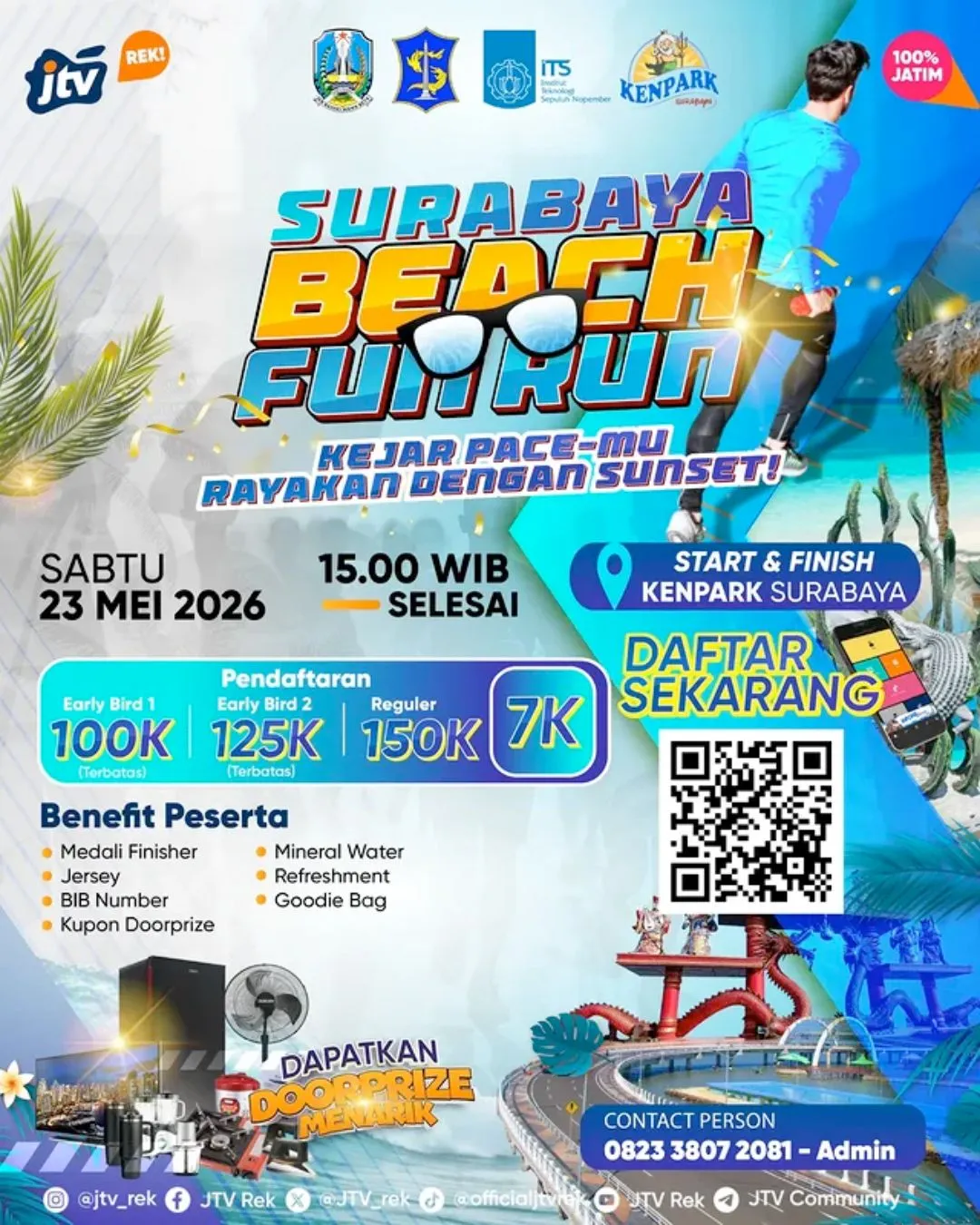 Poster event Surabaya Beach Fun Run 2026 di Surabaya pada Sabtu, 23 Mei 2026