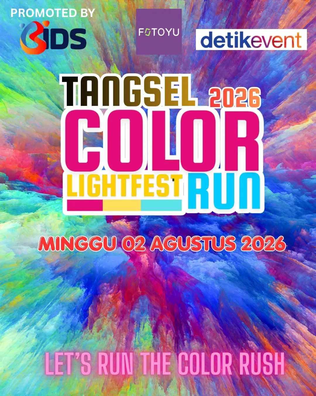 Poster event Tangsel Color Run Lightfest 2026 di Tangerang Selatan pada Minggu, 2 Agu 2026