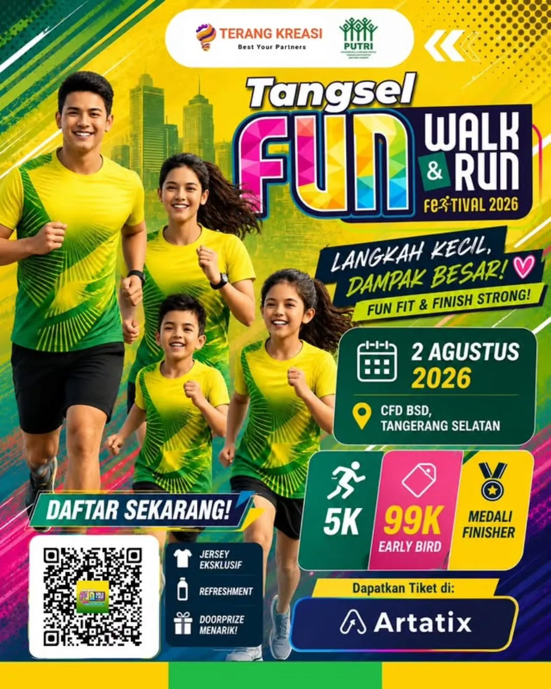Poster event Tangsel Fun Walk & Run Festival 2026 di Tangerang Selatan pada Minggu, 2 Agu 2026