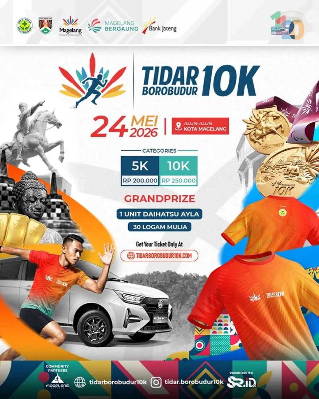 Poster event Tidar Borobudur 10K 2026 di Magelang pada Minggu, 24 Mei 2026