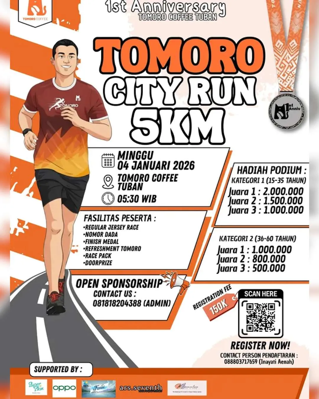 Poster event Tomoro City Run 2026 di Tuban pada Minggu, 4 Jan 2026