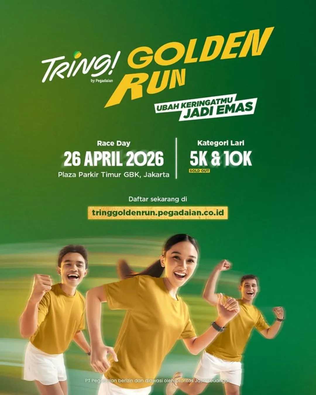 Poster event Tring! Golden Run 2026 di Jakarta Pusat pada Minggu, 26 Apr 2026