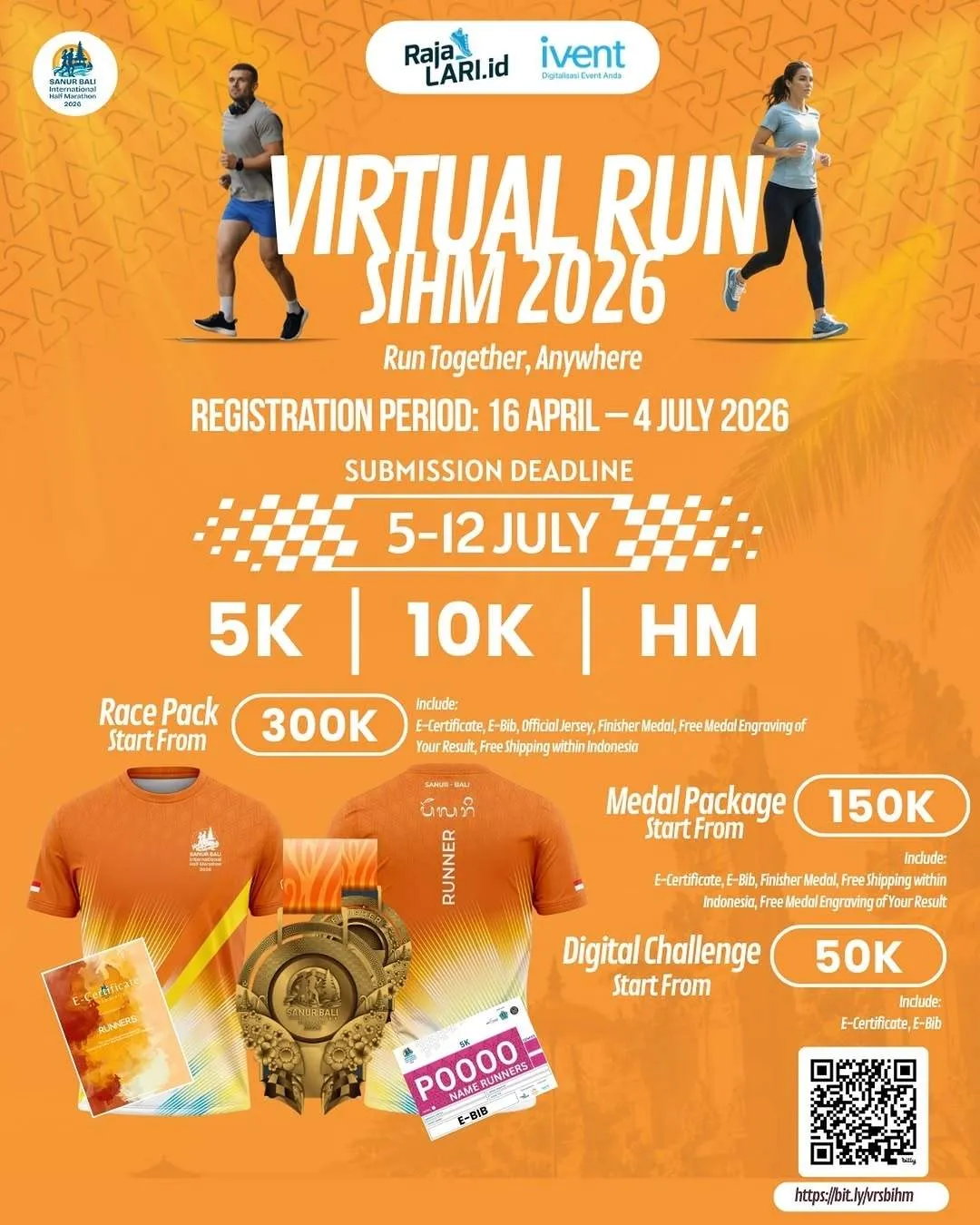 Poster event virtual Virtual Run Sanur Bali International Half Marathon 2026