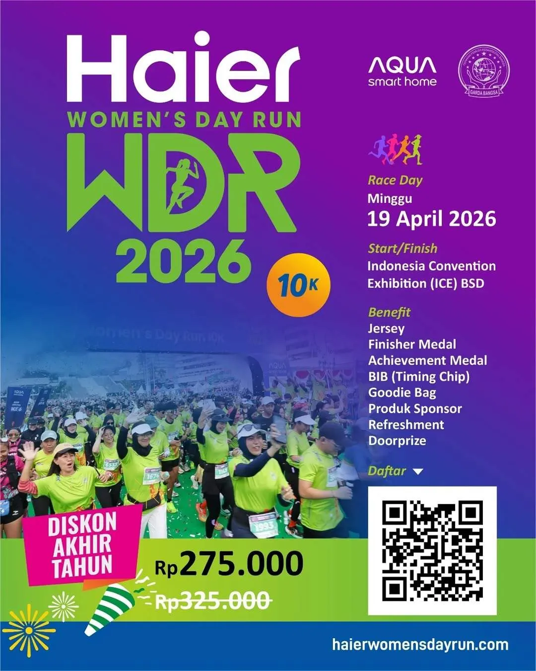 Poster event Haier Women's Day Run 2026 di Jakarta Pusat pada Minggu, 19 Apr 2026