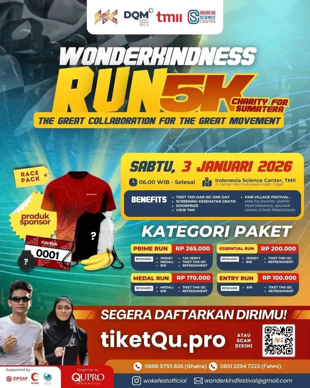 Poster event Wonderkindness Fun Run 2026 di Jakarta Timur pada Sabtu, 3 Jan 2026