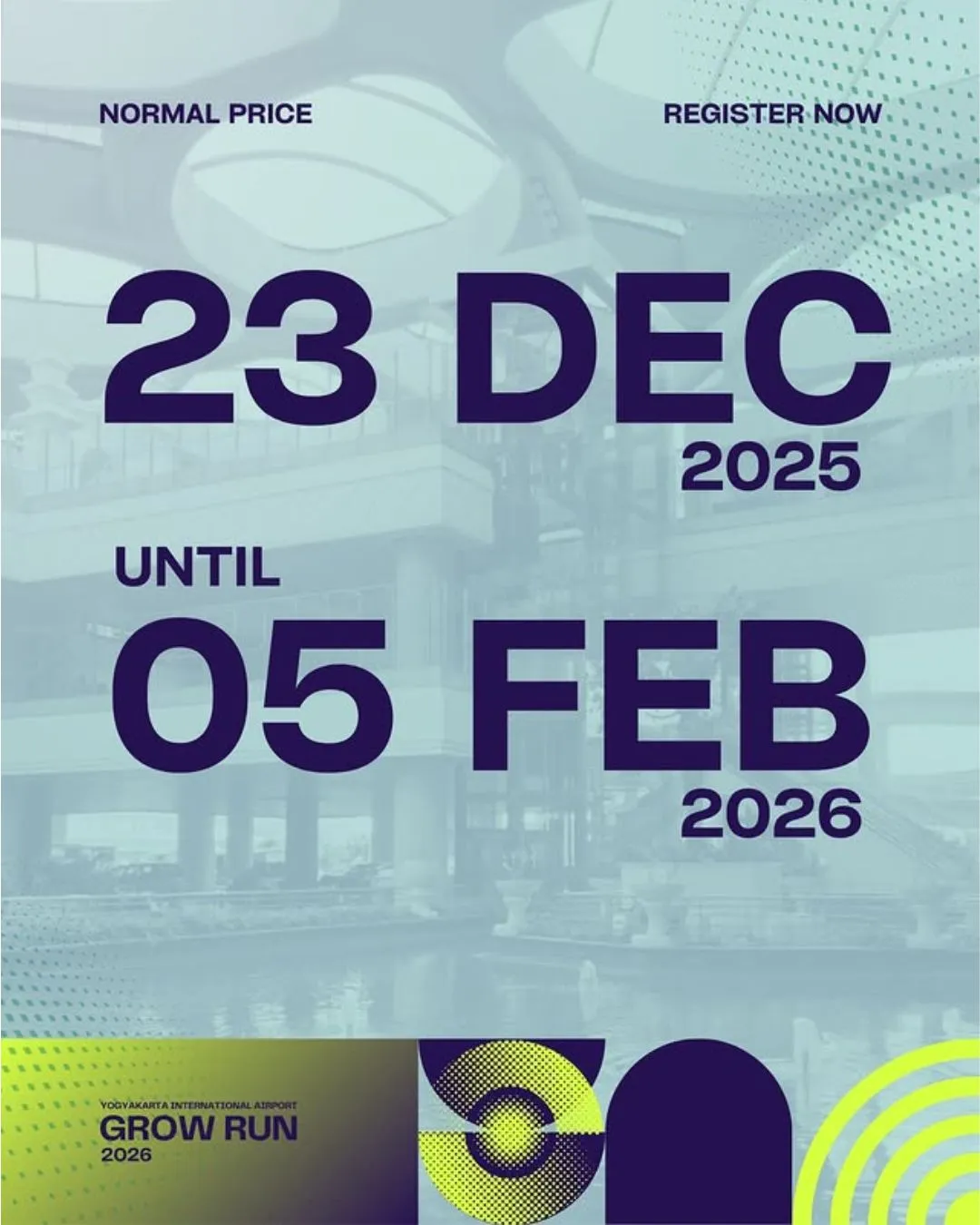 Poster event Yogyakarta International Airport Grow Run di Kulon Progo pada Minggu, 15 Feb 2026